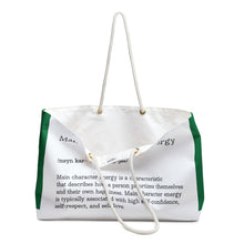 Load image into Gallery viewer, Weekender Bag " Main Character Energy " Dark Green